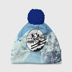 Шапка с помпоном Лыжный спорт, цвет: 3D-тёмно-синий