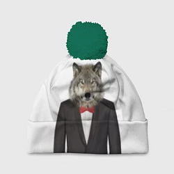 Шапка с помпоном Мистер волк, цвет: 3D-зеленый