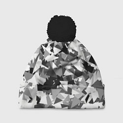 Шапка с помпоном Городской серый камуфляж, цвет: 3D-черный