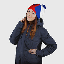 Шапка с помпоном Russia: Geometry Tricolor, цвет: 3D-тёмно-синий — фото 2