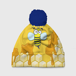 Шапка с помпоном Веселая пчелка, цвет: 3D-тёмно-синий