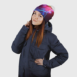 Шапка с помпоном Cyberpunk 2077: Neon Style, цвет: 3D-белый — фото 2