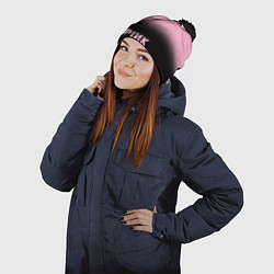 Шапка с помпоном Blackpink - розово-черный, цвет: 3D-черный — фото 2