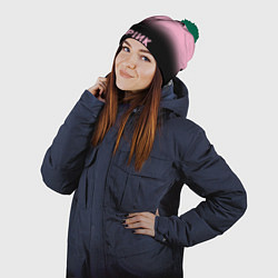 Шапка с помпоном Blackpink - розово-черный, цвет: 3D-зеленый — фото 2