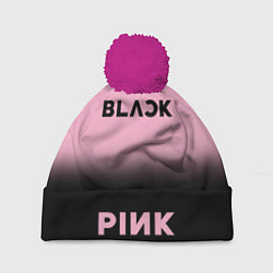Шапка с помпоном Blackpink - розово-черный, цвет: 3D-малиновый
