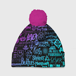 Шапка c помпоном ЛОГОТИПЫ РОК ГРУПП