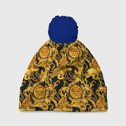 Шапка c помпоном Львы золотые узоры
