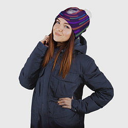 Шапка с помпоном Неон череп с линиями, цвет: 3D-белый — фото 2