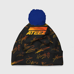 Шапка с помпоном ATEEZ АВТОГРАФЫ, цвет: 3D-тёмно-синий