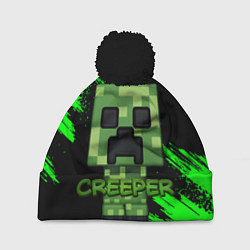Шапка с помпоном MINECRAFT CREEPER, цвет: 3D-черный
