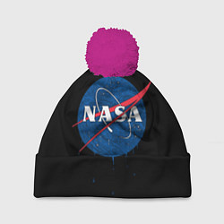 Шапка с помпоном NASA Краски, цвет: 3D-малиновый