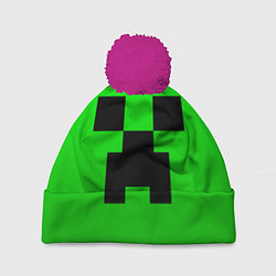 Шапка с помпоном MINECRAFT, цвет: 3D-малиновый