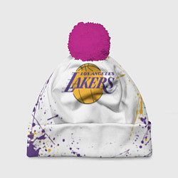Шапка с помпоном LA LAKERS, цвет: 3D-малиновый