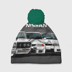 Шапка с помпоном NISSAN, цвет: 3D-зеленый