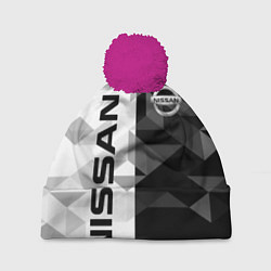 Шапка с помпоном NISSAN, цвет: 3D-малиновый