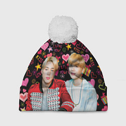 Шапка с помпоном BTS: Юнмины Чимин и Юнги, цвет: 3D-белый