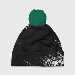 Шапка c помпоном БЕЛЫЕ ЧЕРЕПА