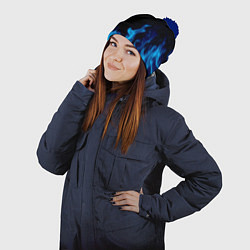 Шапка с помпоном СИНИЙ ОГОНЬ, цвет: 3D-тёмно-синий — фото 2