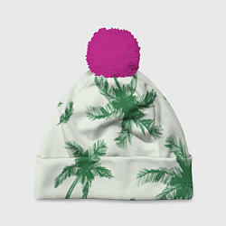Шапка с помпоном Пальмовый рай, цвет: 3D-малиновый