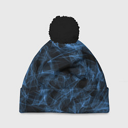 Шапка с помпоном Синий дым, цвет: 3D-черный