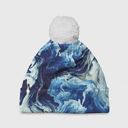 Шапка c помпоном Абстракция смешивание разводы