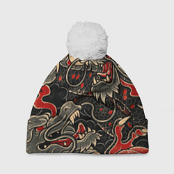 Шапка c помпоном Dsquared tatoo DRAGON