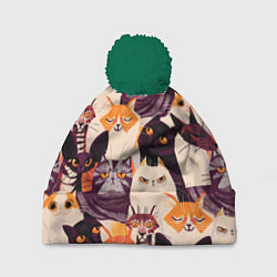 Шапка c помпоном КОТИКИ