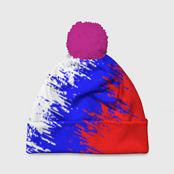 Шапка с помпоном Россия, цвет: 3D-малиновый