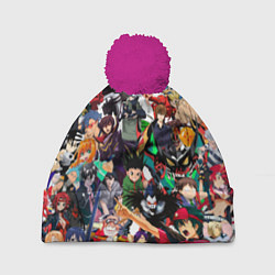 Шапка с помпоном Аниме персонажи, цвет: 3D-малиновый