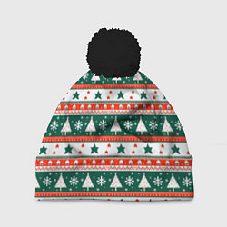 Шапка c помпоном Новогодний орнамент