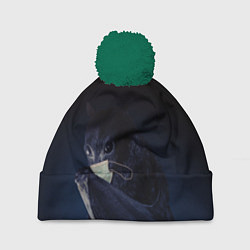 Шапка с помпоном Летучая мышь в маске, цвет: 3D-зеленый