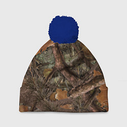 Шапка с помпоном Охотничий камуфляж, цвет: 3D-тёмно-синий