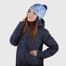 Шапка с помпоном 3d ice glitch, цвет: 3D-тёмно-синий — фото 2