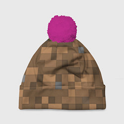 Шапка с помпоном Minecraft камуфляж, цвет: 3D-малиновый