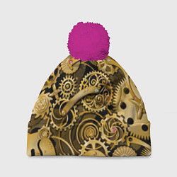 Шапка c помпоном Стимпанк механизмы шестеренки