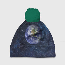 Шапка с помпоном Земля в космосе, цвет: 3D-зеленый