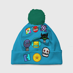 Шапка с помпоном Geometry Dash: Icons, цвет: 3D-зеленый