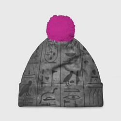 Шапка с помпоном Египетские Иероглифы 3D, цвет: 3D-малиновый