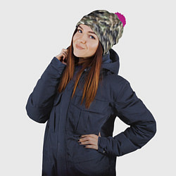 Шапка с помпоном Камуфляж для рыбака, цвет: 3D-малиновый — фото 2