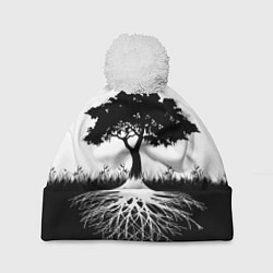 Шапка c помпоном ДЕРЕВО ИНЬ-ЯНЬ