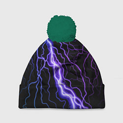 Шапка с помпоном НЕОНОВАЯ МОЛНИЯ ГРОЗА, цвет: 3D-зеленый