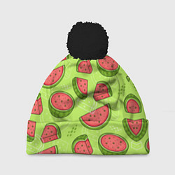 Шапка с помпоном Арбузный фреш, цвет: 3D-черный