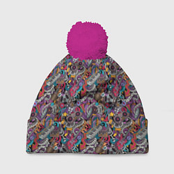 Шапка с помпоном Музыкальные Инструменты, цвет: 3D-малиновый