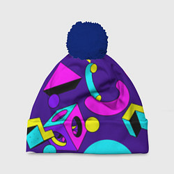 Шапка c помпоном Геометрические фигуры