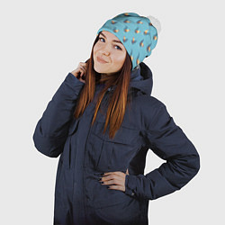 Шапка с помпоном Петушки паттерн, цвет: 3D-белый — фото 2