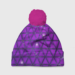 Шапка с помпоном Фиолетовые треугольники, цвет: 3D-малиновый