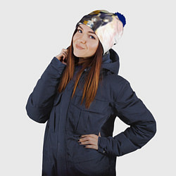 Шапка с помпоном Корзинка фруктов персонажи, цвет: 3D-тёмно-синий — фото 2