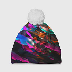 Шапка с помпоном Стеклянный лед, цвет: 3D-белый