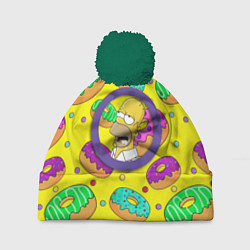 Шапка с помпоном Гомер ням Пончик, цвет: 3D-зеленый