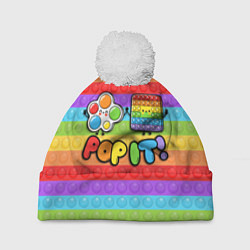 Шапка с помпоном POP IT - SIMPLE DIMPL, цвет: 3D-белый